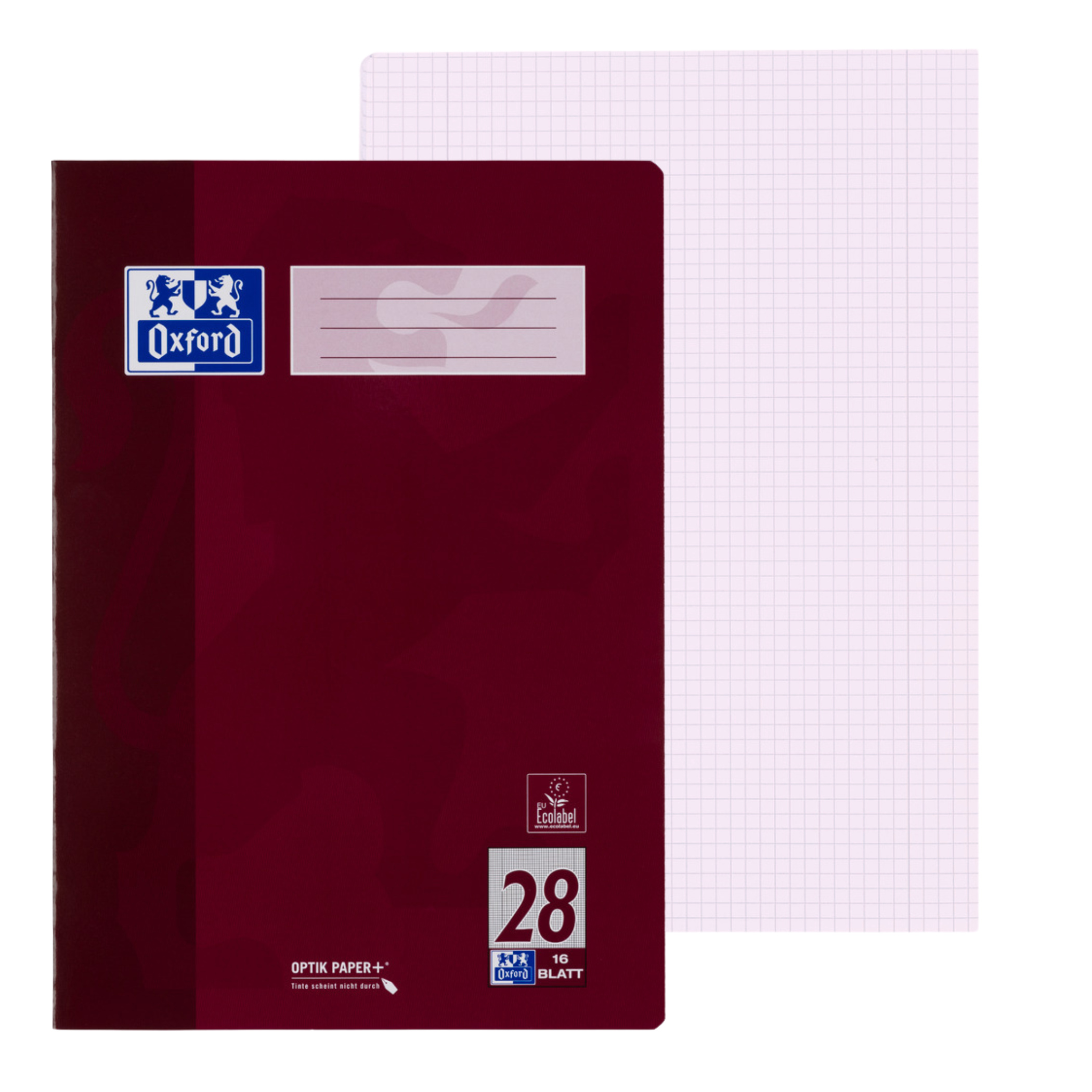 OXFORD Schulheft A4 Kariert mit Hilfsrand Pflaume