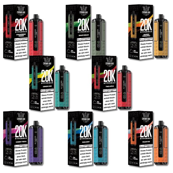 Al Fakher Crown Bar Hypermax 20k – Alle Sorten