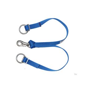 Bodenriemen BR 101 – Doppelter Nylonriemen, blau, mit 8 mm Ringen & Karabinerhaken, 1,40 m