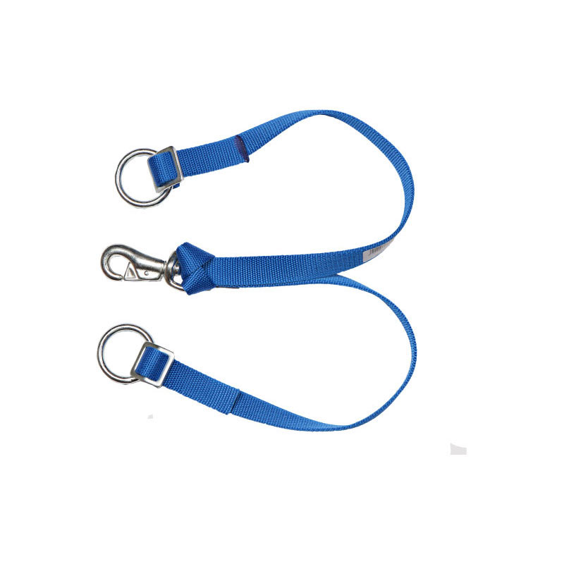 Bodenriemen BR 101 – Doppelter Nylonriemen, blau, mit 8 mm Ringen & Karabinerhaken, 1,40 m