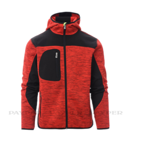 Trip Herren Fleece-Strickjacke Rot / Schwarz