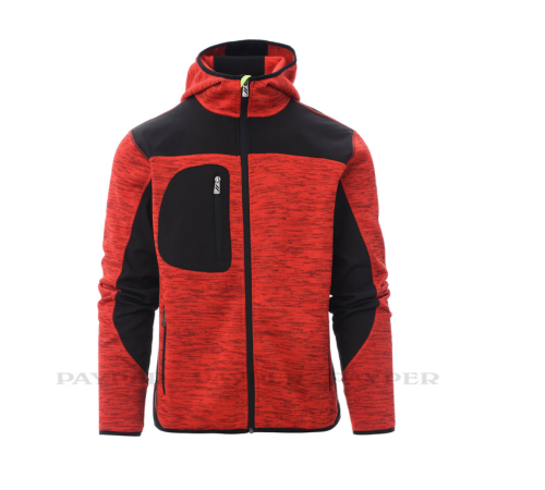 Trip Herren Fleece-Strickjacke Rot / Schwarz