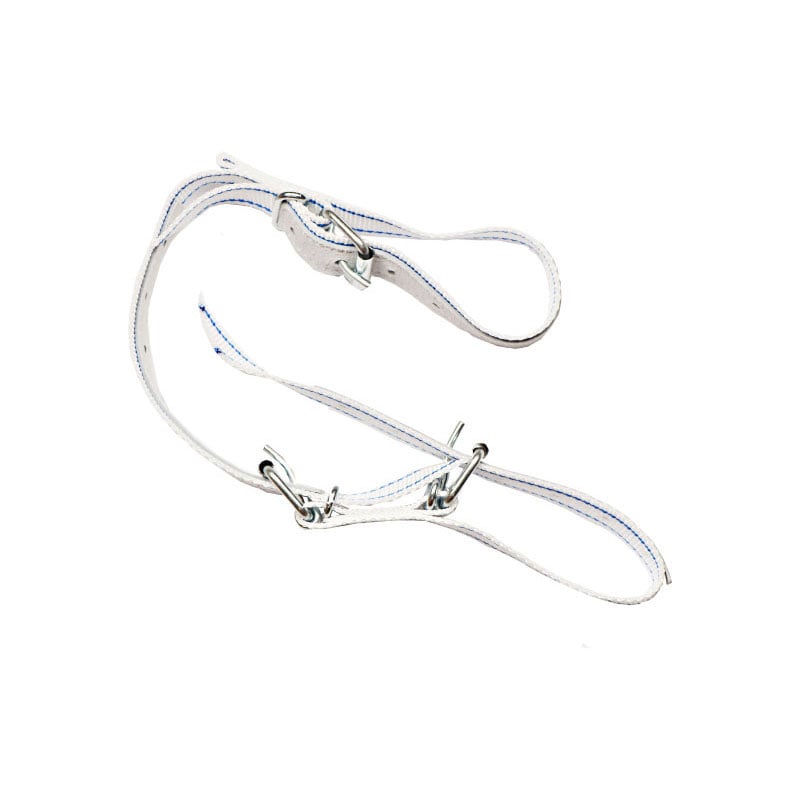 Bracelet de cheville standard réglable pour bovins – 1,4 m, blanc/bleu, avec garniture en cuir & 4 boucles à rouleaux, largeur 4 cm