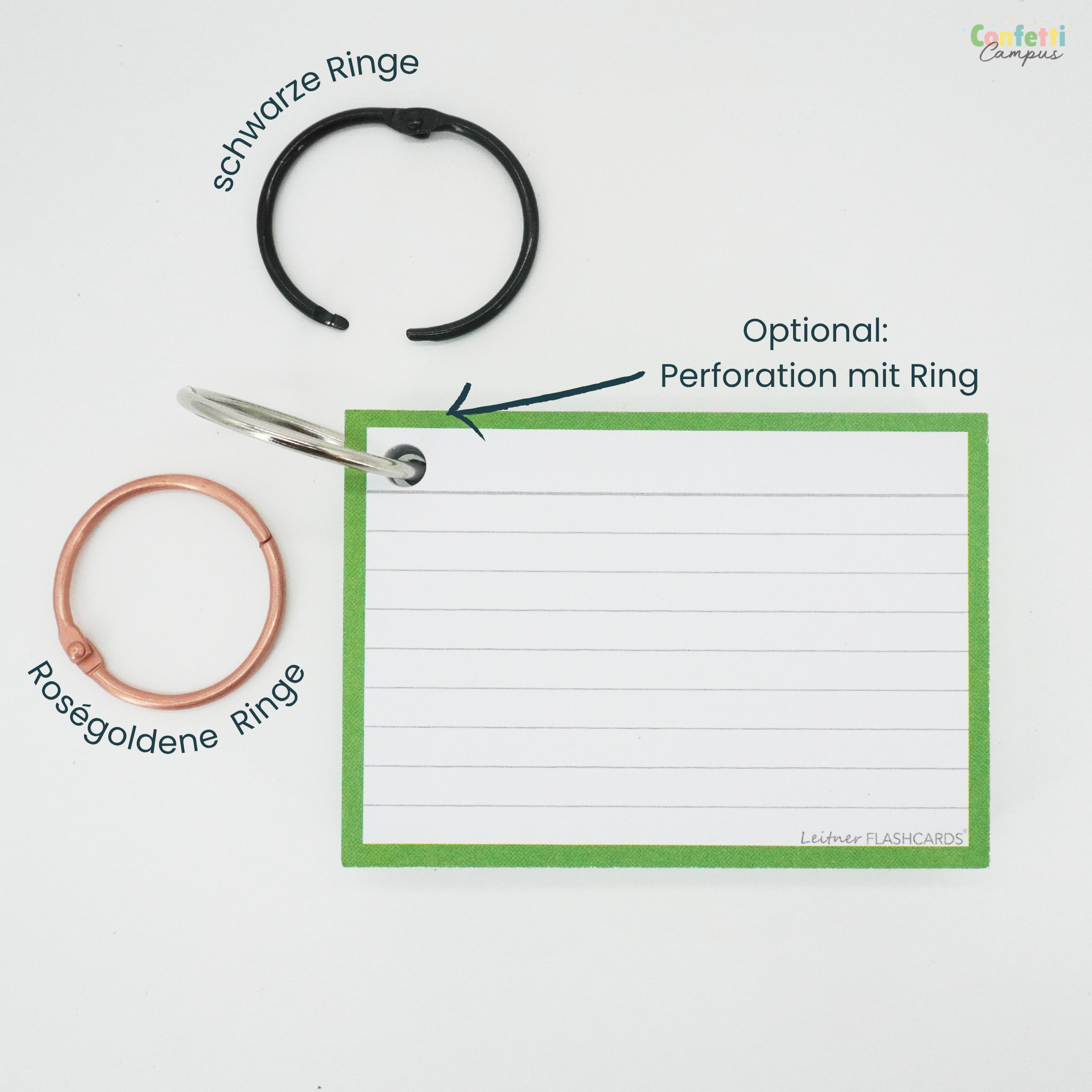 Leitner Flashcards Karteikarten A7 Grün Liniert – Bild 4