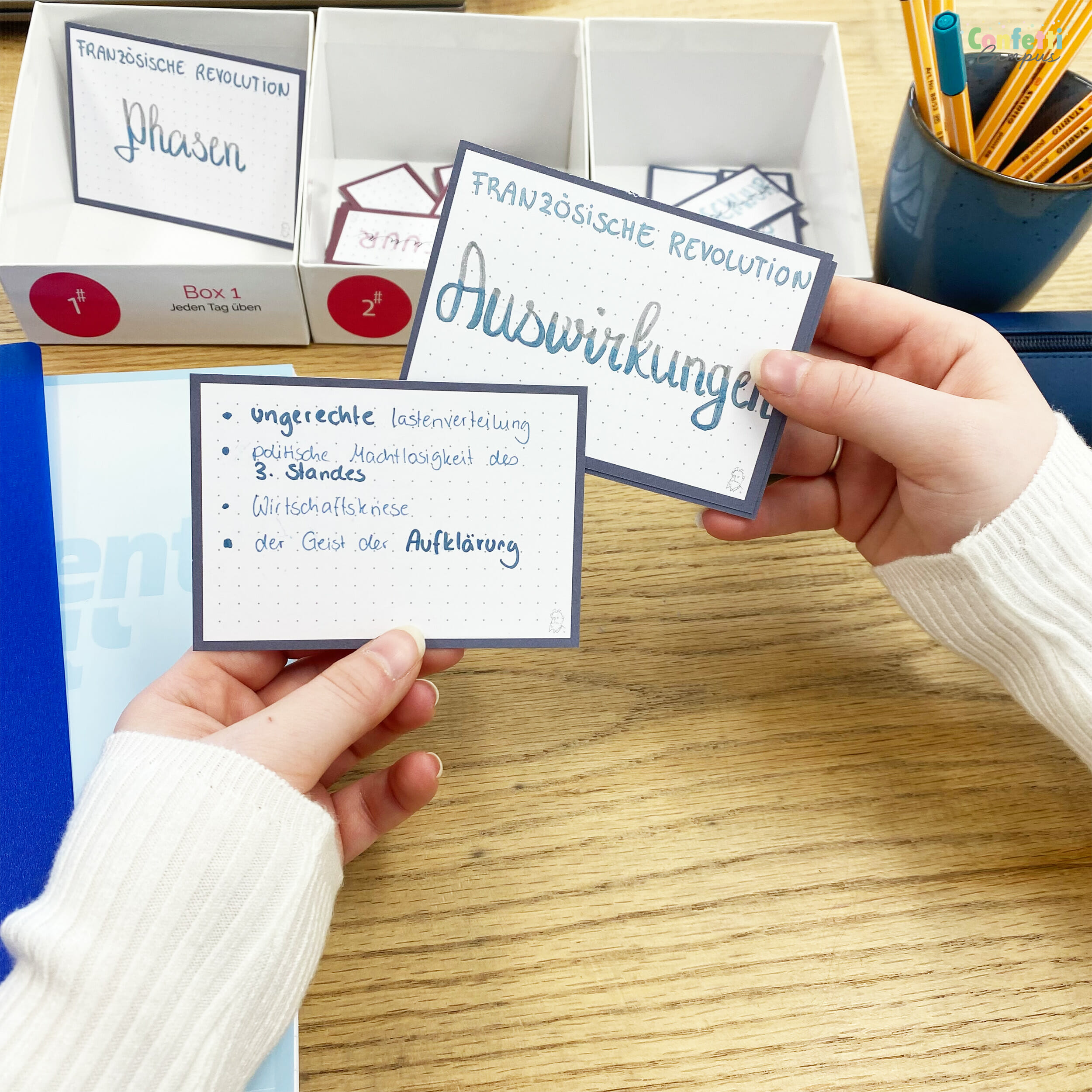 Natural Colour Pack: Set mit 300 Leitner Flashcards Dotted Karteikarten A7 – Bild 6