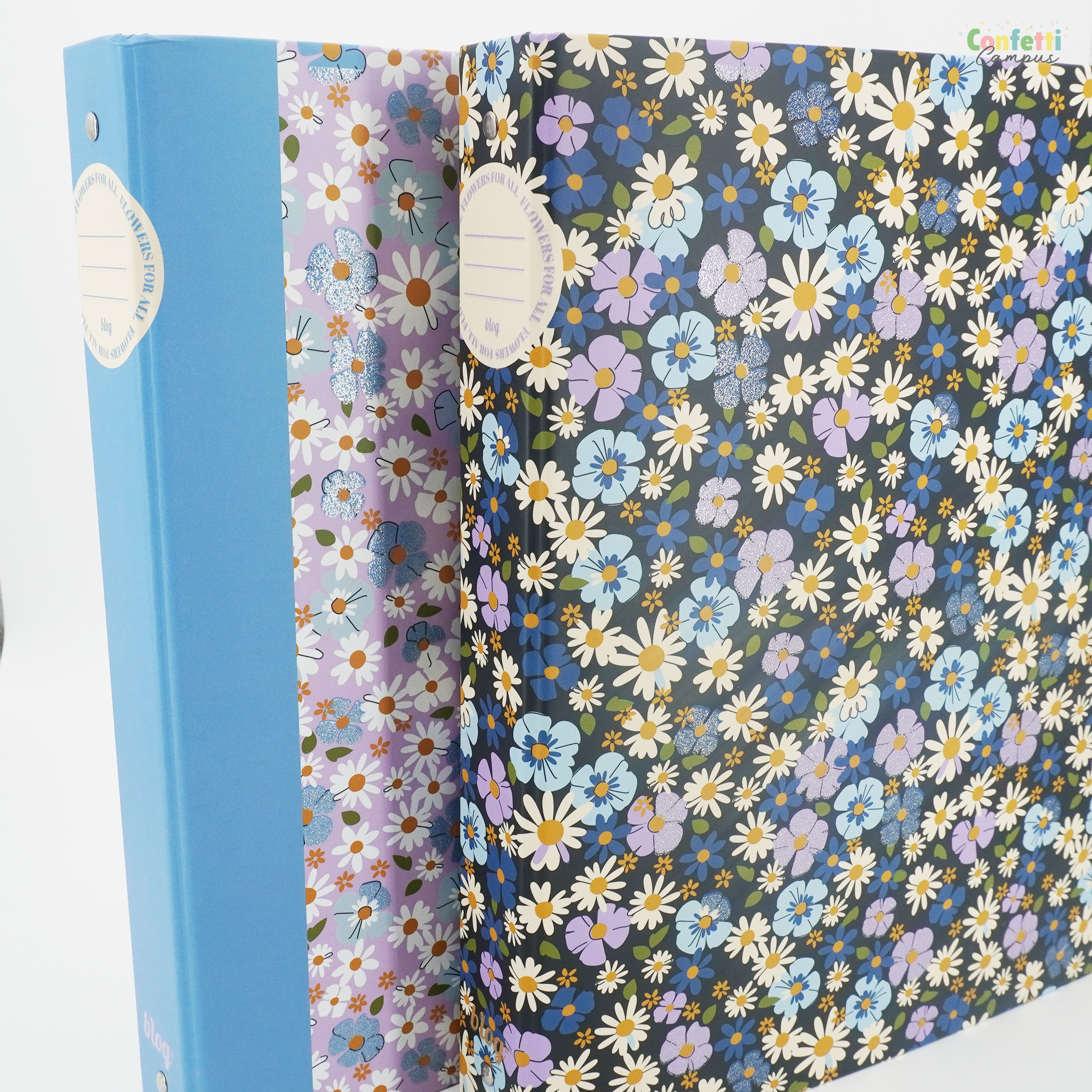 ANCOR Ringbuchordner Rückenbreite 4cm Blumen Hellblau – Bild 3