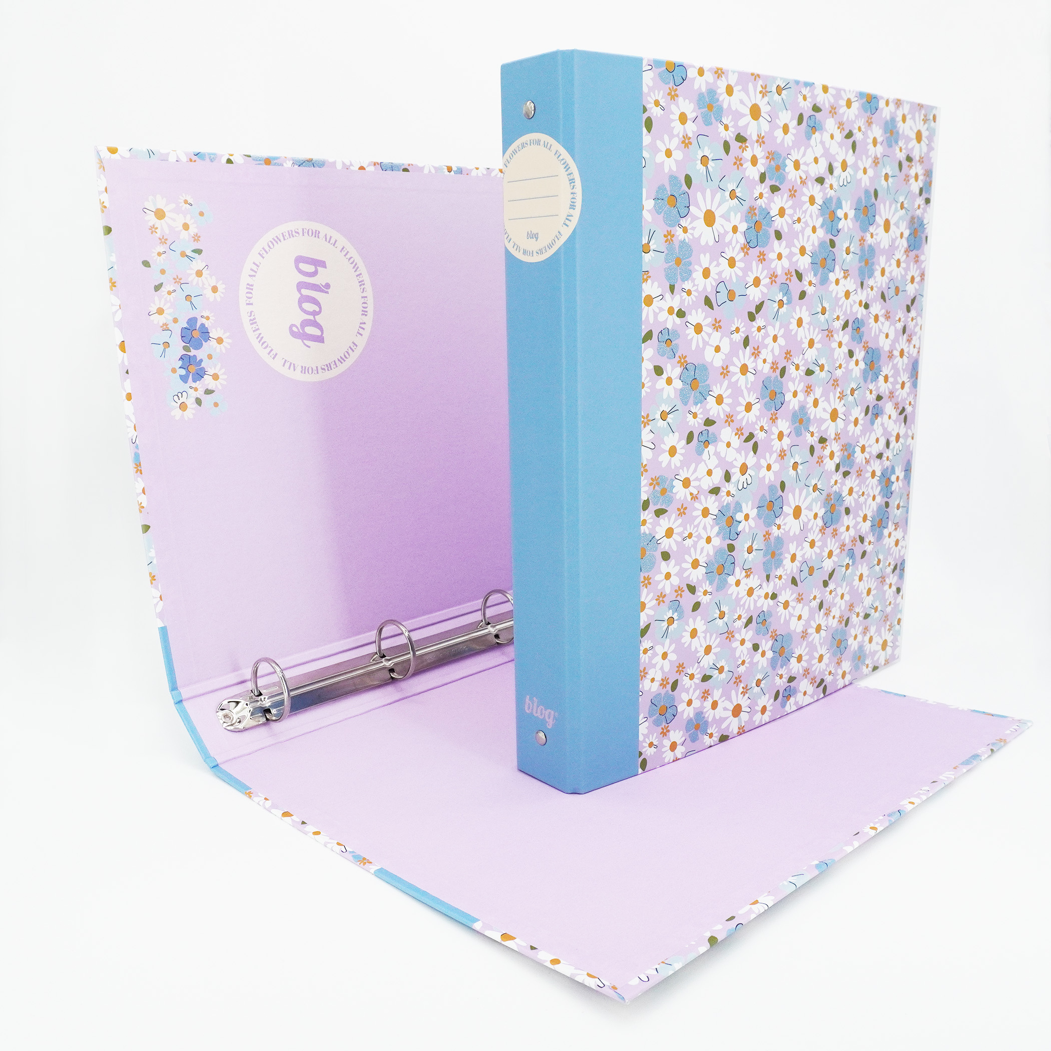 ANCOR Ringbuchordner Rückenbreite 4cm Blumen Hellblau