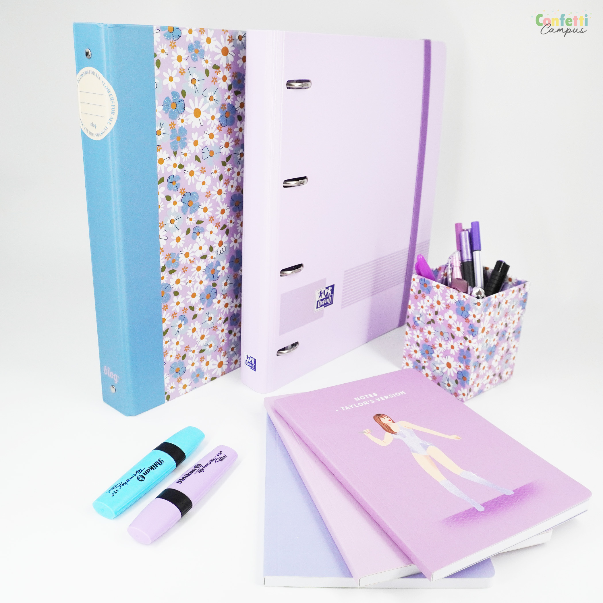 ANCOR Ringbuchordner Rückenbreite 4cm Blumen Hellblau – Bild 2