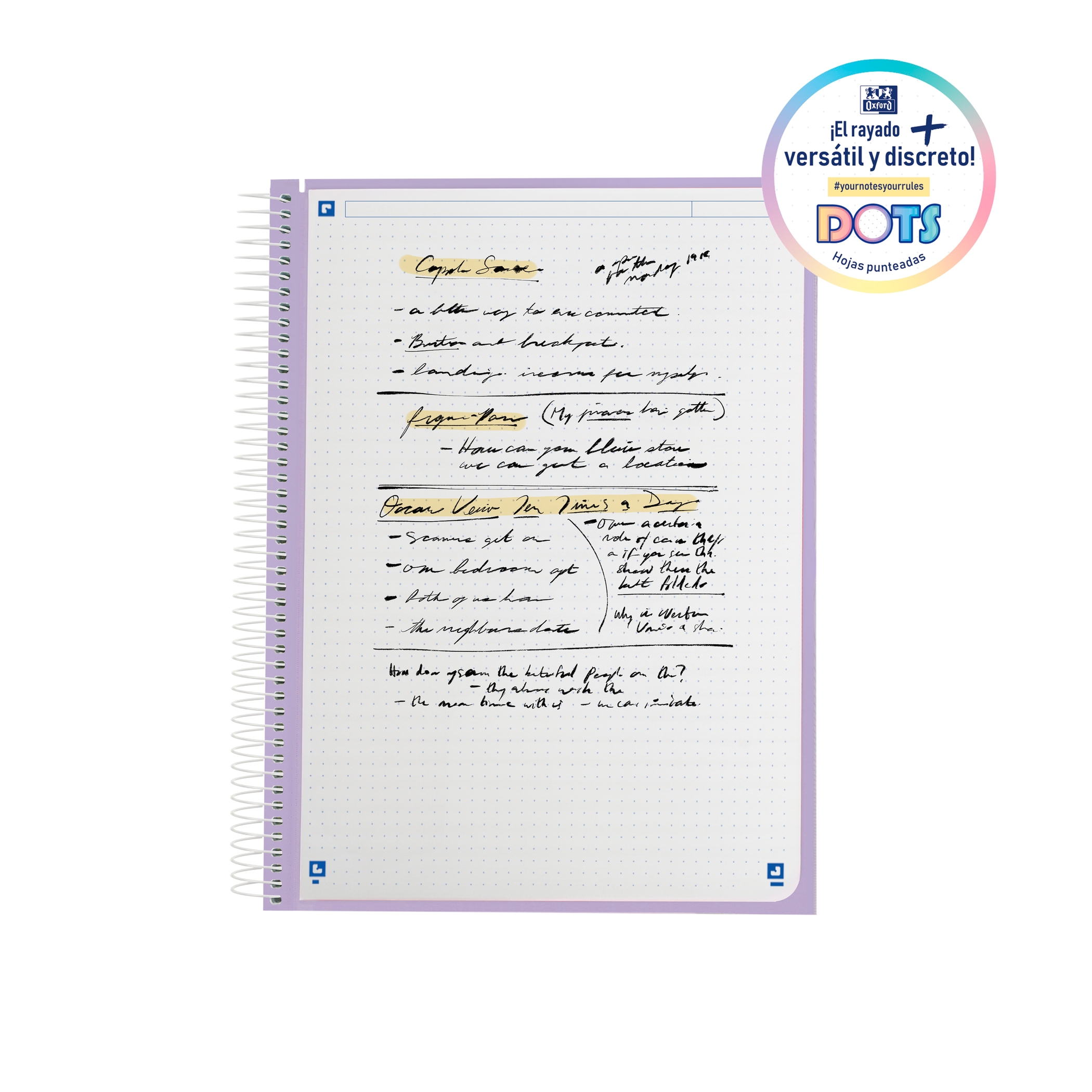 OXFORD EUROPEAN BOOK 5 Collegeblock mit Rand für 5 Fächer Dotted Flieder – Bild 4