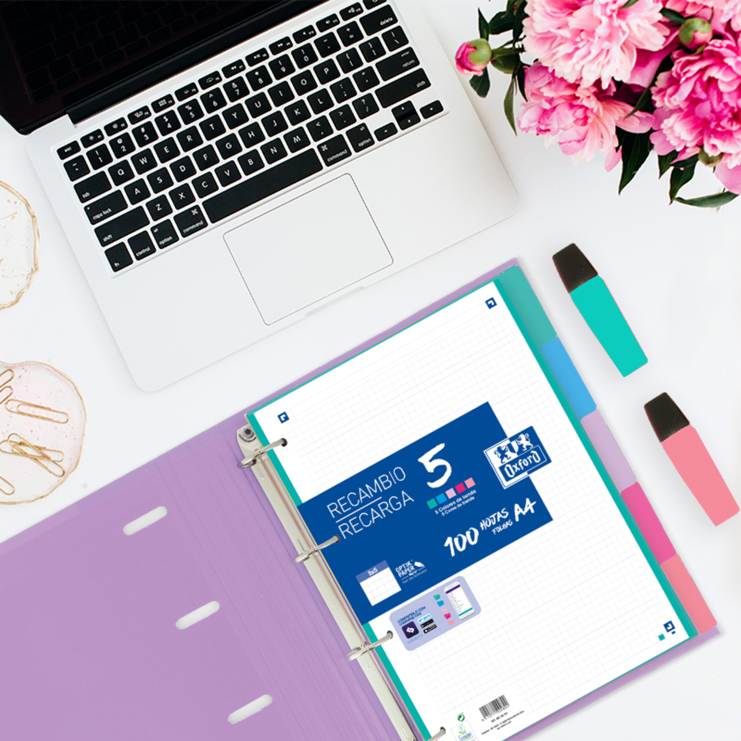 Oxford Strongline Register 5 Ordner-Trennblätter in 5 Pastellfarben – Bild 4