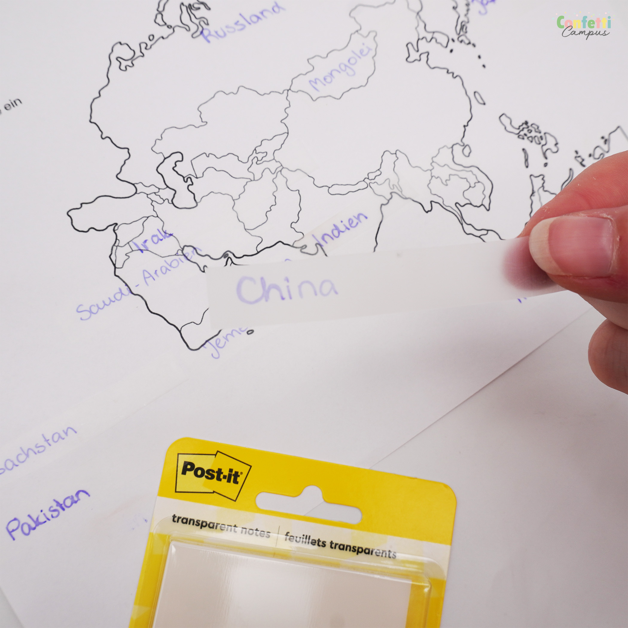 POST-IT durchsichtige Haftnotizen 73mmx73mm transparent – Bild 6