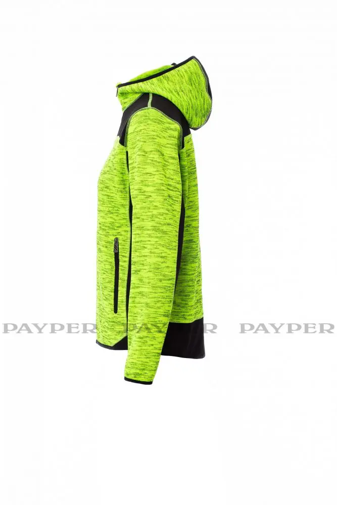 Trip Damen Fleece-Strickjacke Neongelb/Schwarz – Bild 5