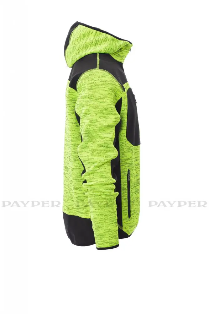 Trip Herren Fleece-Strickjacke Neongelb / Schwarz – Bild 3