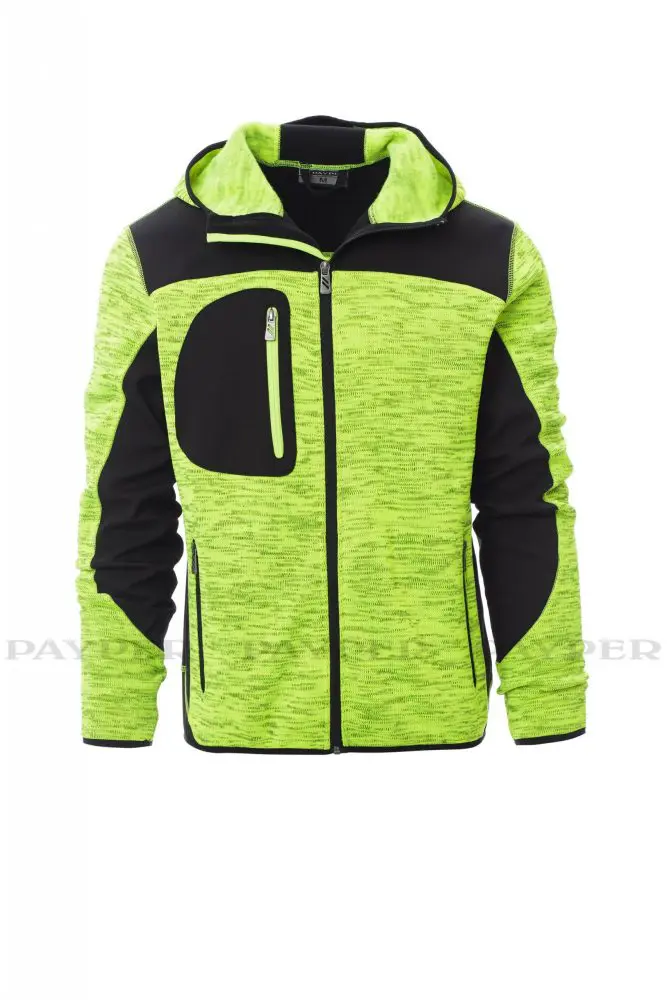 Trip Herren Fleece-Strickjacke Neongelb / Schwarz – Bild 2