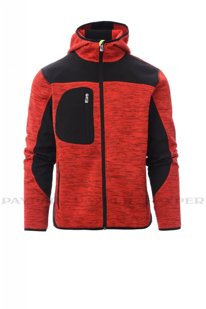 Trip Herren Fleece-Strickjacke Rot / Schwarz – Bild 6