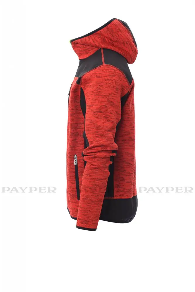 Trip Herren Fleece-Strickjacke Rot / Schwarz – Bild 5