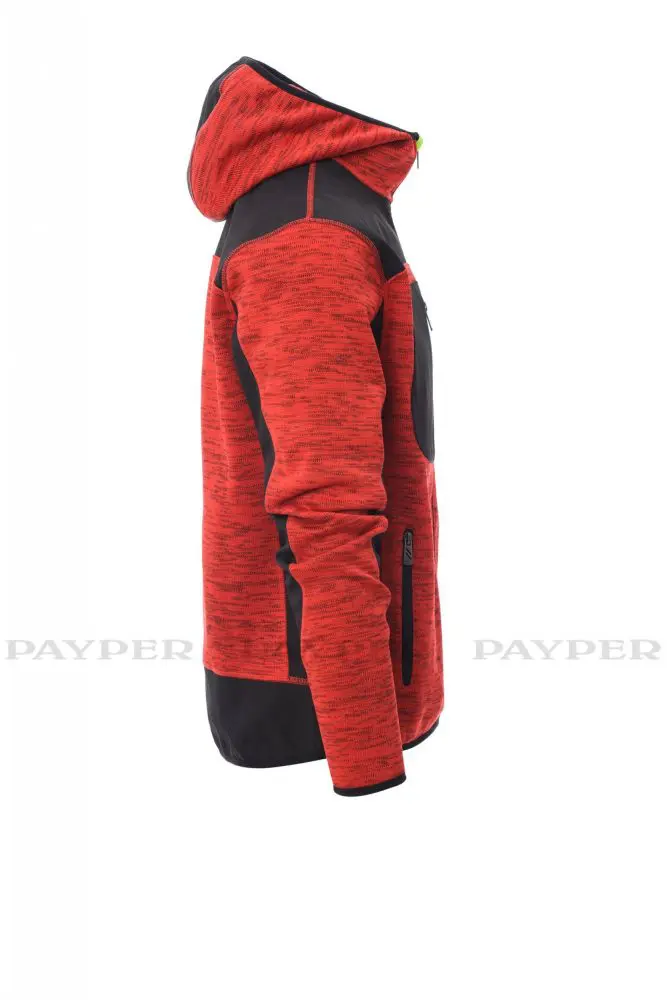 Trip Herren Fleece-Strickjacke Rot / Schwarz – Bild 3