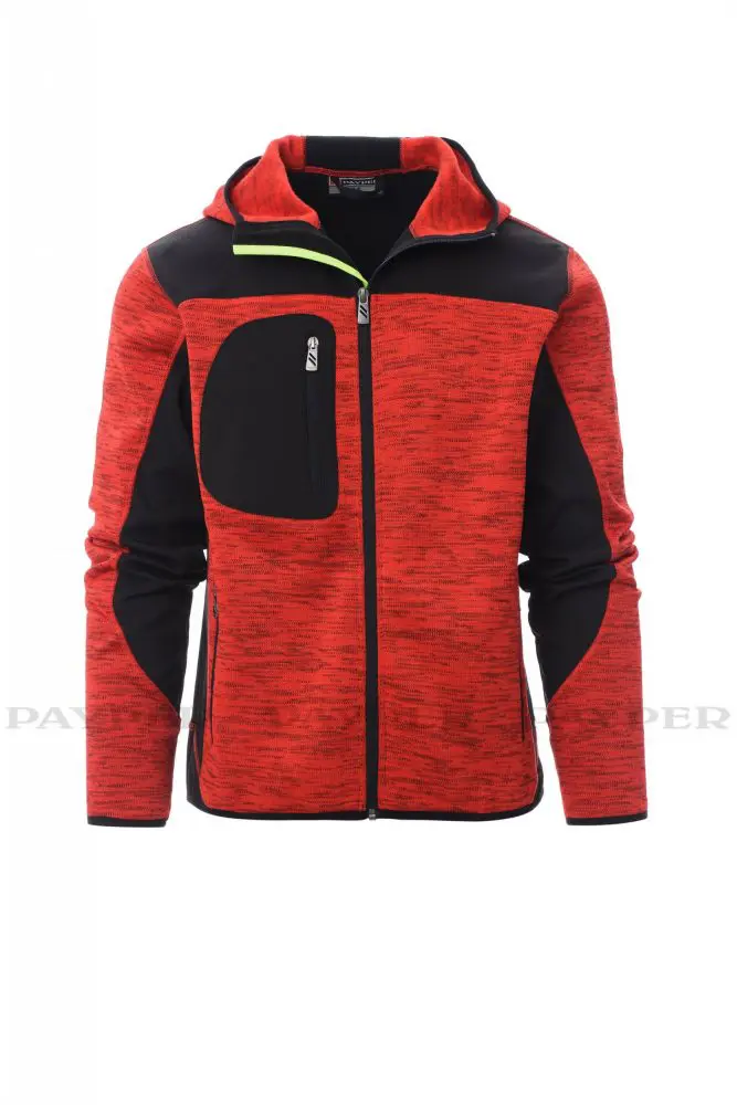 Trip Herren Fleece-Strickjacke Rot / Schwarz – Bild 2
