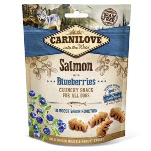 dog crunchy snack mit lachs mit blaubeeren
