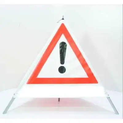 Warnpyramide, Faltsignal, leicht, Achtung (VZ101), Seitenlänge 90 cm, tagesleuchtend weiß